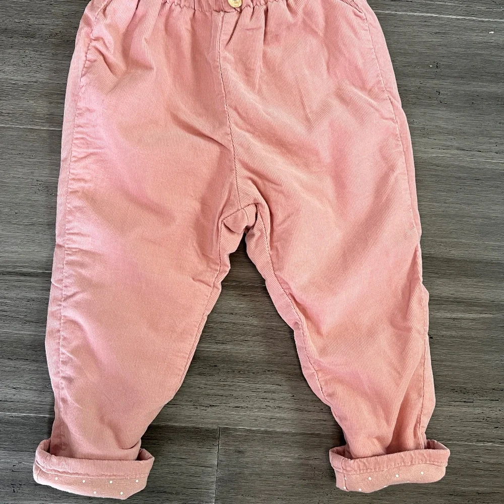 NWT Girls H&M Pink Soft Cotton Corduroy Jersey Lined Pants 2T - Picture 3 of 7